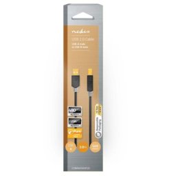 Nedis CCBW60100AT20 USB kabl 2.0 USB-A muški na USB-B muški, za stampac 480 Mbps, Pozlac´eni, 2m, Okrugli