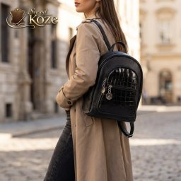Crni ženski ranac od kože Gala