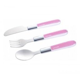 Canpol pribor - metalni set nož, viljuška i kašika 9/477 - pink ( 9/477_pin )