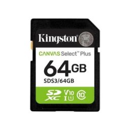 Kingston SD Card 64GB, Canvas Select Plus UHS-1 U1 V10 ( SDS3/64GB )