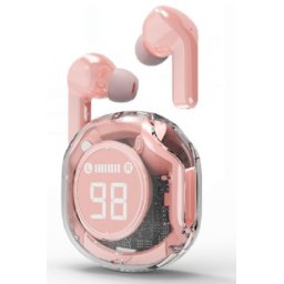 TWST-01-PK Gembird bluetooth V5.4 slusalice, TWS, LCD, Transparent, pink