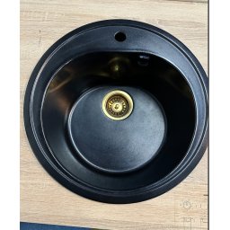 Granitna Sudopera Ulgran U101 Ultra Crna sa Zlatnim Sifonom