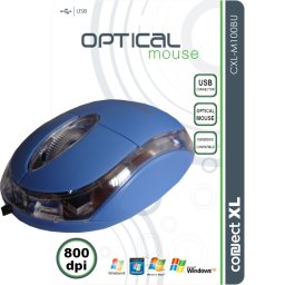 Connect XL Miš optički, 800dpi, USB, plava boja - CXL-M100BU