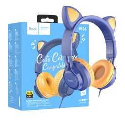 hoco. Slušalice sa mikrofonom, 3.5mm utikač, 1.2m kabel - W36 Cat ear, midnight blue