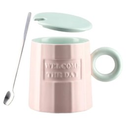 Moka šolja sa poklopcem keramička mint - roze 350ml ( 705244 )