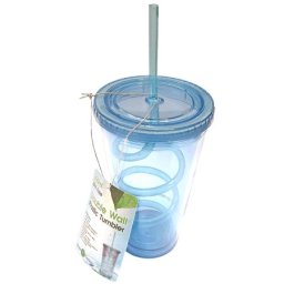 Čaša za vodu sa slamkom i poklopcem 500 ml plava ( 1043343 )