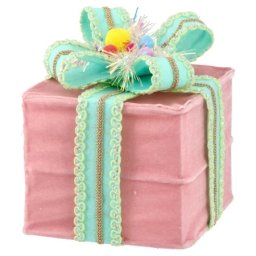 Festa glossy novogodišnja dekoracija poklon pastel roze pliš 15 x 15 x 17cm ( 760086 )