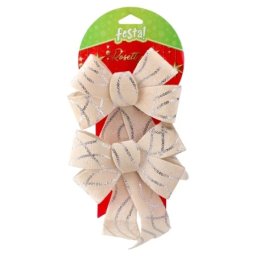 Rosett duo novogodišnja dekoracija mašna puder roze 14 x 18cm ( 715573 )