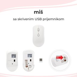 MIŠ KOMPJUTERSKI BEŽIČNI OP24368 crna bela roze zelena plava *TH WY