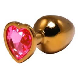 Metalni analni plug zlatni sa srce kristalom Veličina M