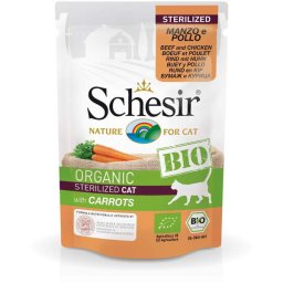 SCHESIR Bio Kesica za mačke Sterilised - govedina, piletina i šargarepa 85g