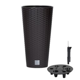 Saksija Ratan visoka okrugla 30cm sa vodomerom - gorka čokolada 440U ( 19895 )