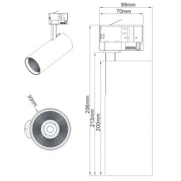 LED REF SINSKI JM-4070 30W 3000K 36° CRNI TROFAZNI