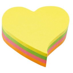 Blok samolepljiv oblik 70x70mm 200L Srce zakrivljeno Info Notes neon