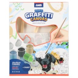 Junior graffiti canvas mini štafelaj sa blind ramom sa skicom psi bela 20x15cm ( 132952 )