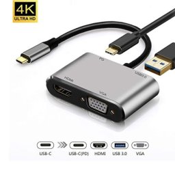 Fast Asia Adapter-konvertor TIP C na HDMI 4K+VGA+1xUSB 3.0+TIP C ( 618 )