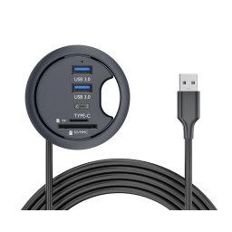 USB hub USB3.0 A M-2xUSB3.0+USB-C+SD/TF (MicroSD) "Mount-In-Desk" 1.5m
