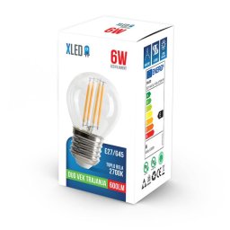 Xled E27 6W SL-F-G6-2700K-M Filament Sijalica 2700K,G45,600Lm,Toplo Bela
