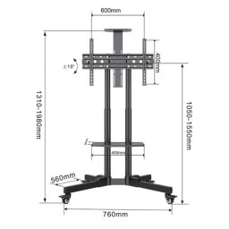 Xstand 32/75 gp Podni pokretni nosac za TV/VESA 600x400/maxTILT od+15-15/do 45kg/gornja polica