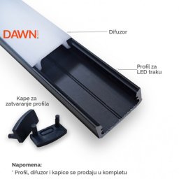DAWN LED PROFIL LL-ALP002-R KOMPLET CRNI