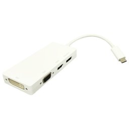 E-green adapter USB 3.1 tip C (M) - Display Port + HDMI + VGA + DVI (F) beli