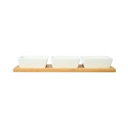 ESTIA ES01-20231 PORCELANSKI SET 3 POSUDE NA DASCI OD BAMBUSA