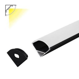 ALUPROFIL ZA LED TRAKE SA DIFUZOROM 2M UGAONI CRNI MITEA