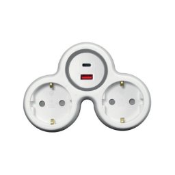 Commel razdelnik dvostruki sa usb punjacem a+c ,belo-sivi ( c240-802 )