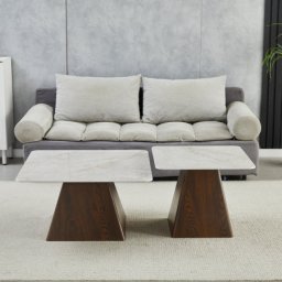 Klub sto Set 6050 Bež keramička ploča/Braon postolje 800x800mm + 600x600mm ( 800-637 )