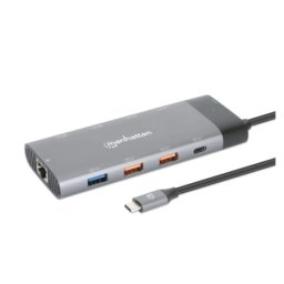 Manhattan 130714 10in1 USB-C - 2xHDMI/5xUSB/LAN/PD 100W Docking station
