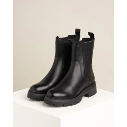 Ženske kožne poluduboke čizme 25496-45 crne