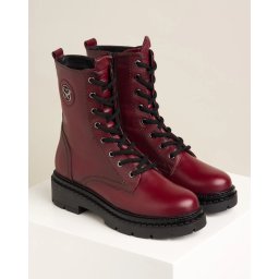 Ženske kožne poluduboke čizme 33620 bordo