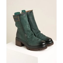 Ženske kožne poluduboke čizme A89227 zelene