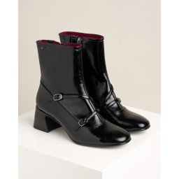 Ženske poluduboke čizme na blok petu 25317-45 crne