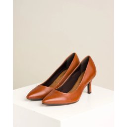 Kožne ženske salonke na štiklu 22434-41 konjak braon