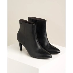 Kožne ženske poluduboke čizme na štiklu 25316 crne