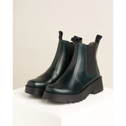 Ženske kožne poluduboke čizme 789 petrolej zelena