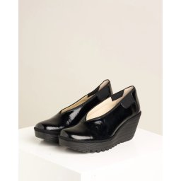 Ženske kožne cipele na platformu 438 crne
