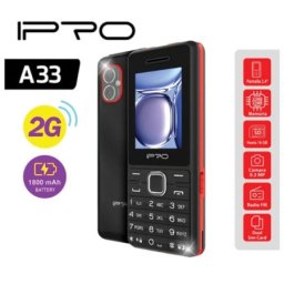 Ipro a33 black-red lcd 2.4"" feature mobilni telefon 2g gsm/lcd/1800mah/32mb/dual-sim/srpski jezik 278513