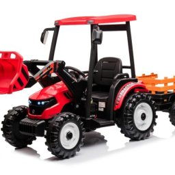 Traktor Sa Prikolicom i Utovarivačem Crveni Premium Oprema 24V7A ( 12941 )