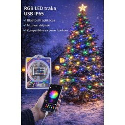LED traka RGB USB sa Bluetooth kontrolom 5V 5m 10m (Duzina: 10 m)