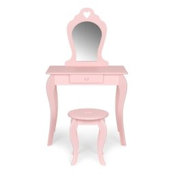 Veliki drveni sto za šminkanje za devojčice sa ogledalom, Pink, ECOTOYS