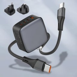 Kucni punjac sa adapterima LDNIO Q408 GaN PPS QC3.0 (30W), 3xPD3.0 (100W), 100W Max, a Type C na Type C kablom crni