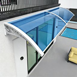 Alberg Alu nadstrešnica 150x100 cm ploča 2,5 mm plava sa belim nosačem - puni polikarbonat izdržljiv na udarce, vatru i ekstremne uslove ( AGX-150100-WHBL )