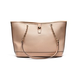 T012600BEI – Bež elegantna shopper torba sa dekorativnim lancem