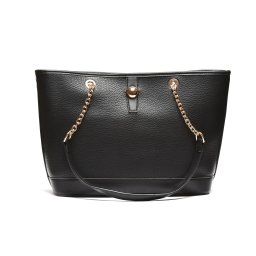T012600BLK – Crna elegantna shopper torba sa dekorativnim lancem