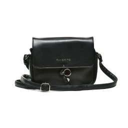 T012616BLK – Crna crossbody torba sa preklopom i metalnim detaljem