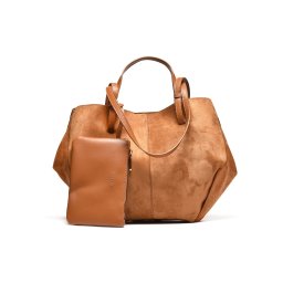 T012631CAM – Camel moderna velur torba sa dodatnom torbicom