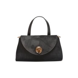 T012632BLK – Crna velur torba sa preklopom i metalnom kopcom