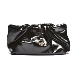 T012633BLK-PU – Crna eko koža mekana clutch torba sa metalnim ukrasom